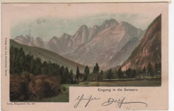 1905 Cartolina della Val Saisera con il