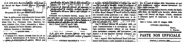 Basilicata Cultura A sinistra: Frontespizio della Gazzetta Ufficiale del 6 giugno 1863 In alto: Regio Decreto n.