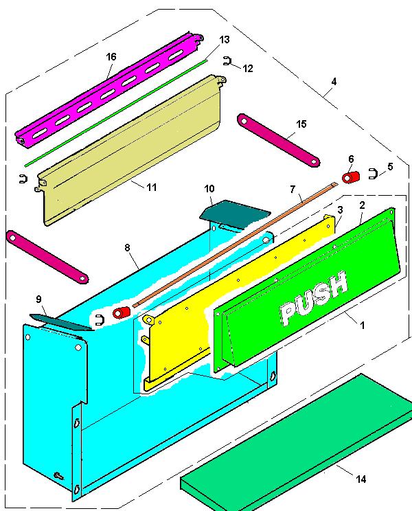 Tav 143 PRELIEVO PRODOTTO CADUTA PRODOTTI 1 01500812 DARE 01585111+05120045 2 05120065 PUSH V-700 BLU1 3 01585111 CONTROPAN.USC.PRD.V-700 4 01602512-02 ASS.VANO R-PROD.