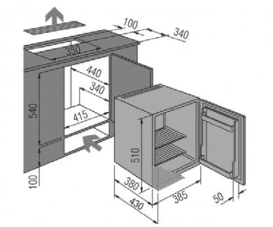 RAL 00,00 -Pellicola in PVC 00,00 Installazione Minibar Le misure dei prodotti sono da intendersi in mm Dimensioni imballo: 550 x 400 x 445 mm (A x L x P) Dimensioni Interne: 560 x 445 x 450 mm (A x