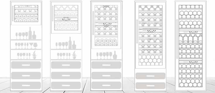 unico nel suo genere. Volume netto: 5; 57; 88; 5; 34 Litri LINEA SOTTOPIANO e LIBERA INSTALLAZIONE Cantine da 7 a 50 bottiglie.