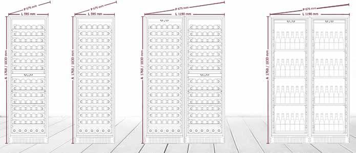 Tutte le cantinette sono predisposte sia per l installazione ad incasso integrale, sottopiano e a colonna.