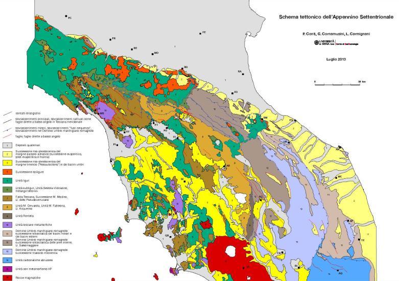 della Carta Geologica d Italia in scala 1:100.000 prodotta dal Servizio Geologico d Italia, carte geologiche a varie scale presenti in pubblicazioni scientifiche, banche dati geologiche regionali.