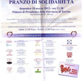 30 Palazzo di Presidenza della Provincia di Treviso Un pranzo di solidarietà a favore dell associazione SeLaLuna che, oltre a gestire la biblioteca del reparto pediatrico del Ca Foncello, vuole