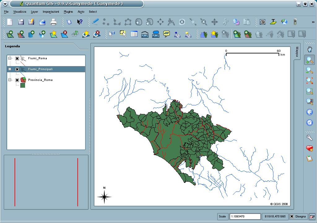 Sovrapposizione Selezioniamo nell'opzione Function la voce Intersection, nell'opzione Layer A lo strato Fiumi_Principali, nell'opzione Layer B lo strato Provincia_Roma e tramite il tasto Browse