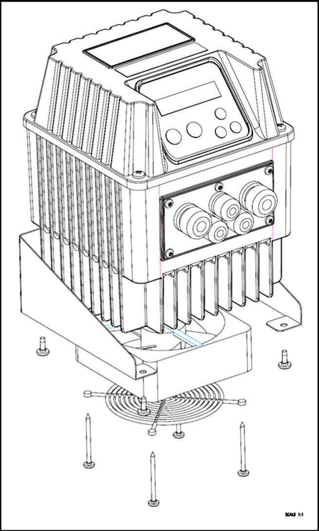 La ventola integrata nel fondo alettato provvede al raffreddamento indipendente del DrivE-Tech. L apposito kit di montaggio prevede: DrivE-Tech TAGLIA 1 DrivE-Tech TAGLIA 2 n.