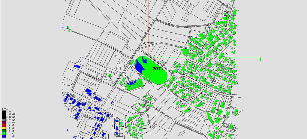 Fig. 20 Impatto elettromagnetico Zona Stadio Comunale Vista dall'alto Fig.