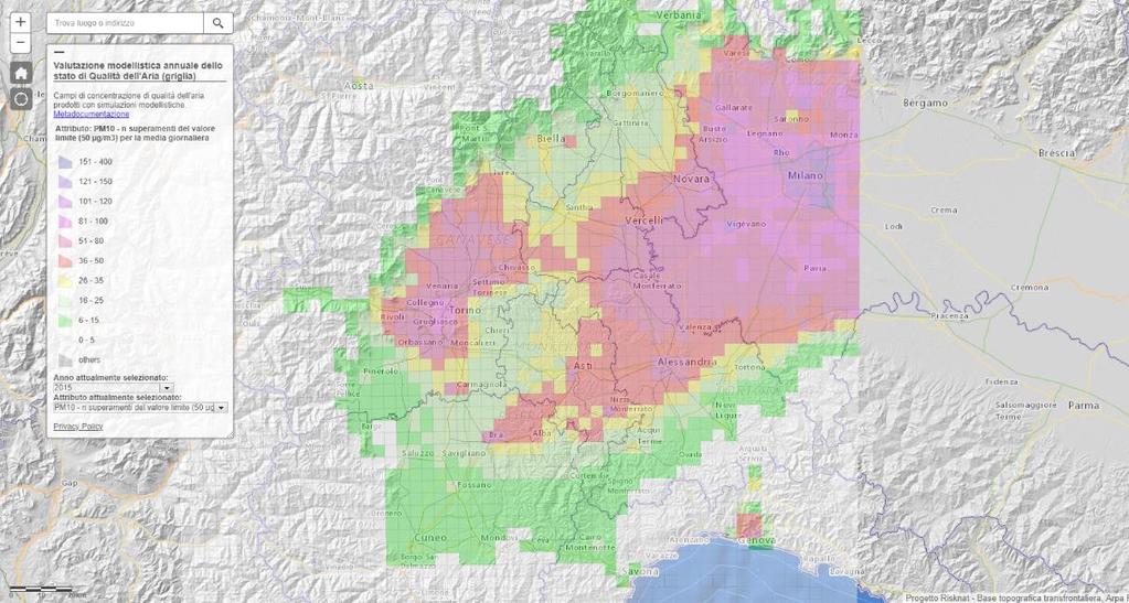 Il WebGIS Identificare trend storici e