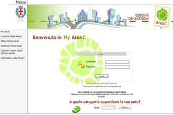 MyAreaC, la nuova pagina internet di Area C, presente sul sito del Comune di Milano, studiata e realizzata da Atm.