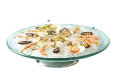 100796301470 - Ø cm 32 - h cm 15 EN_ Exhibitor for shellfish and raw fish in stainless steel and float glass with grid for ice.