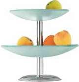 EN_ Three floor detachable fruit stand in stainless steel and float glass. IT_ Alzata portafrutta smontabile a tre piani in acciaio inox e vetro float.