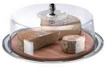 TRUE STEEL / STAINLESS STEEL 18/10 EN_ Cheese plate with wood chopping board and plexiglas lid. IT_ Piatto porta formaggio con tagliere in legno e coperchio in plexiglass.