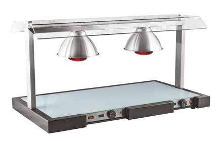 ES_ Placa calentadora de vidrio float con termostato regulable doble y protección en policarbonato.