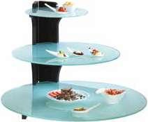 BLACK / WOOD / ESPOSITORI EN_ Stand with three rectangular float glass trays.