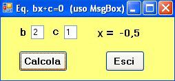 fine Non disegnato per mancanza di tempo 5) Codifica del corpo del pulsante calcola Dim a, b, qb As Integer; a = val(inputbox(txta.text)) b = int(math.sqrt(a)) qb=b*b If qb = a Then lbl1.