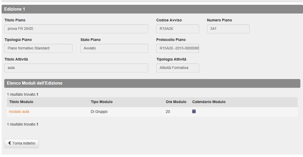 alla schermata di Dettaglio del Modulo cliccando sul