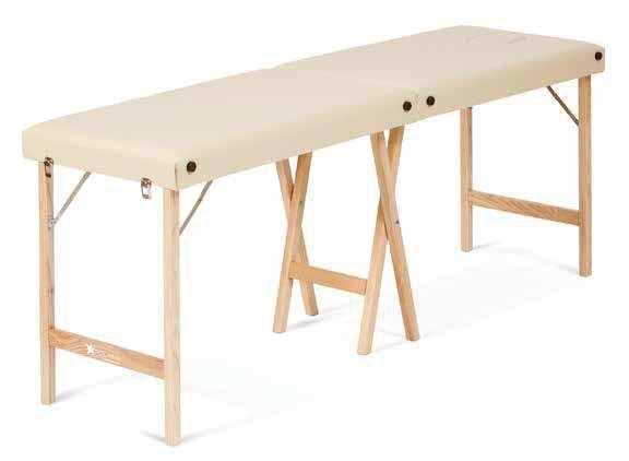 144 Lettino pieghevole per trattamenti a 2 sezioni In legno - Piano 55cm Variazione colore Rivestimento optional Foro facciale in dotazione Lettino semiaperto Lettino chiuso a valigia Cod.