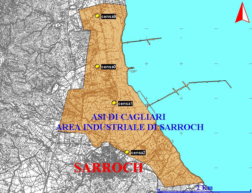 2.6. AREA DI SARROCH L area di Sarroch comprende un consistente comprensorio industriale nel quale si trova una grossa installazione di chimica di base (raffineria) e numerosi impianti di