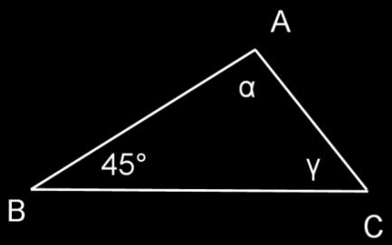 QUESITO 9 Si provi che non esiste un triangolo ABC con AB =, AC= e ABC ˆ = 45 Si provi altresì che se AB =, AC = e ABC ˆ =, allora esistono due triangoli che soddisfano queste condizioni.