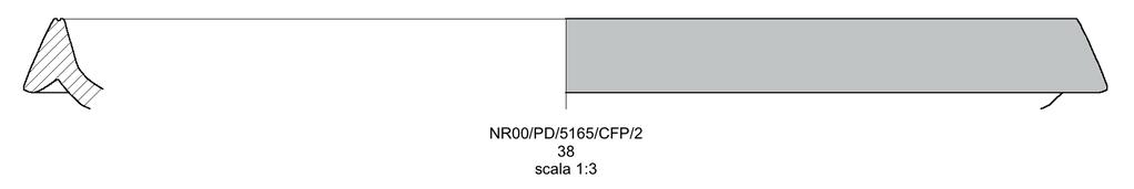 La ceramica da preparazione fenicia e punica 255 38. NR00/PD/5165/CFP/2. Fig. 8. Residua un ampio frammento di orlo con attacco della parete. Diam. cm 41; h. res. 3,7 cm.