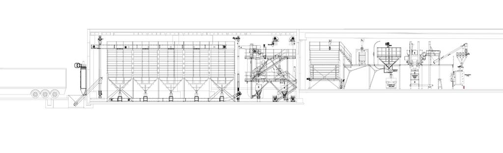 Circular filter Trasportatori a Catena Chain Conveyors Estrattore Vibrante Vibrating Extractor Tarara Aspirata Air Aspirator Turbo Staccio Turbo Sifter Filtro a Pannelli Panel Filter Elevatori a