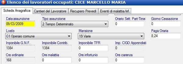 Dettaglio delle ore lavorate una volta inserite le ore lavorate e quelle di festività in ciascun cantiere il programma in modo del tutto automatico