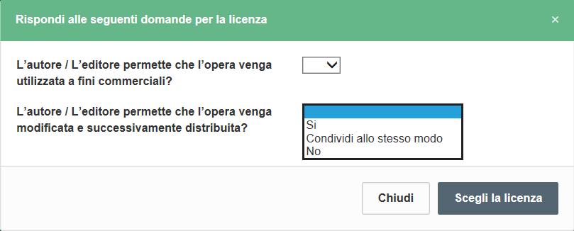 licenza (allegare) Parametri da associare al file della licenza: Tipologia >