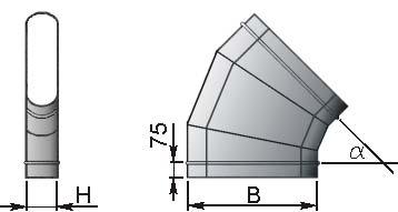 FOBH 45: curva a 45 ritta in lamiera zincata escluso  FOBE 90: curva a 90 piana in