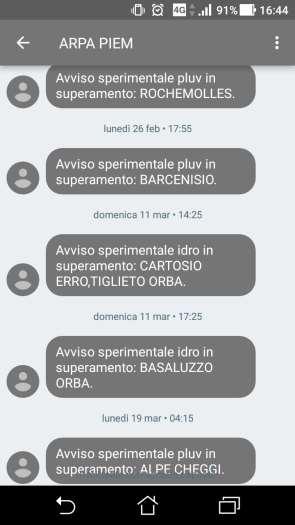 Avvisi automatici per superamenti osservati Per entrambe i superamenti sono compilati messaggi e modificate le