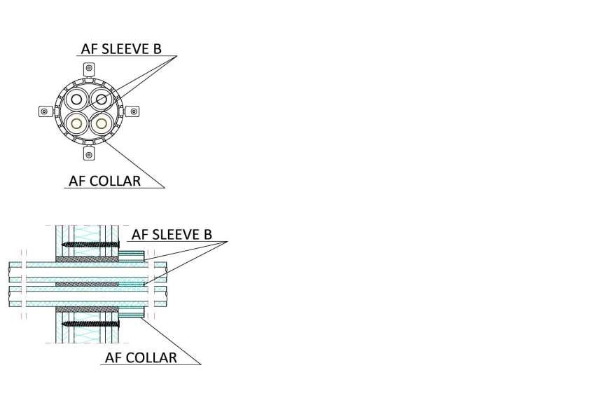 Attraversamenti di Tubazioni Metalliche Coibentate Fascio di tubazioni in rame coibentate su parete flessibile a filo forometria Protezione antifuoco di tubazioni in rame coibentate mediante