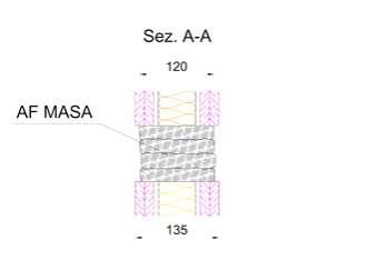 Parete: Dimensione asola: Riferimento attraversamento: in cartongesso, spessore 135 mm 80X300 mm IG 298681/3466FR N EI 120 su parete flessibile EI 120 con AF MASA applicato come riempimento per una
