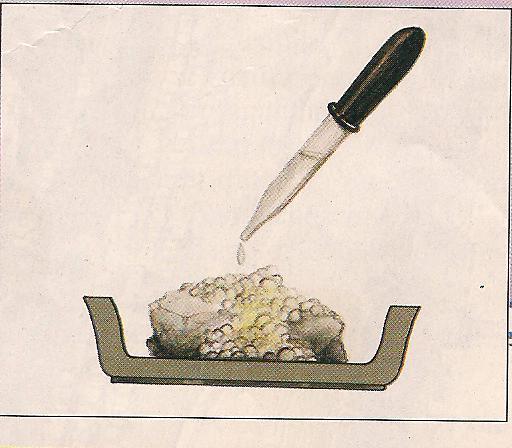 4. Presenza di calcare (effervescenza) Le rocce formate da calcare trattate con acido cloridrico (anche con limone al posto dell acido) producono effervescenza perché dalla reazione chimica che