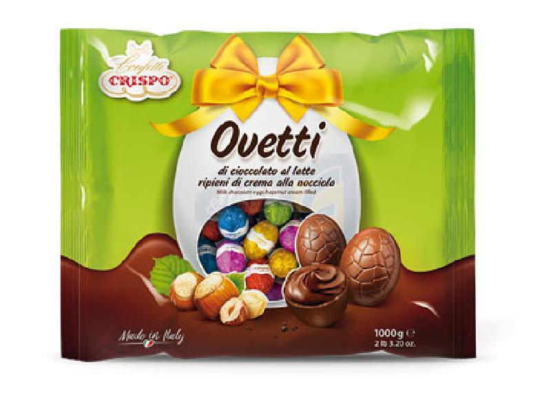 ALIMENTARE / FUORI PASTO DOLCI - PRALINE CIOCCOLATINI 17 CRISPO ASTUCCIO UOVA TORTORA GR. 17.. CRISPO BUSTA OVETTI RIPIENI NOCC.