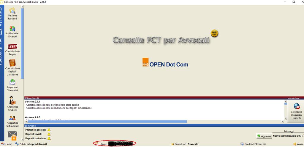 3. Compiti del delegato Per visualizzare i fascicoli del delegante (o dei "deleganti"), il delegato dovrà accedere alla Consolle con il proprio dispositivo di firma digitale e, dal margine inferiore