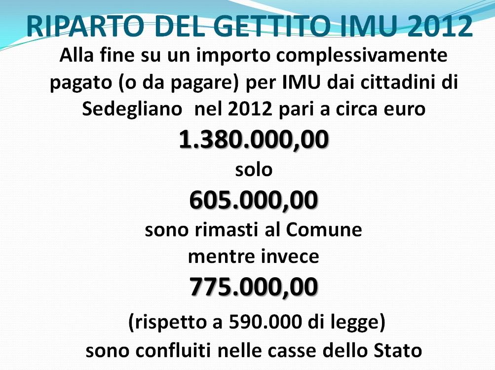 Pagina 5 Nella gestione del TRIBUTI Bilancio 2012, pur in presenza di un incremento generale della pressione fiscale a livello statale con l'introduzione dell'imu, si è posta - come sempre - la