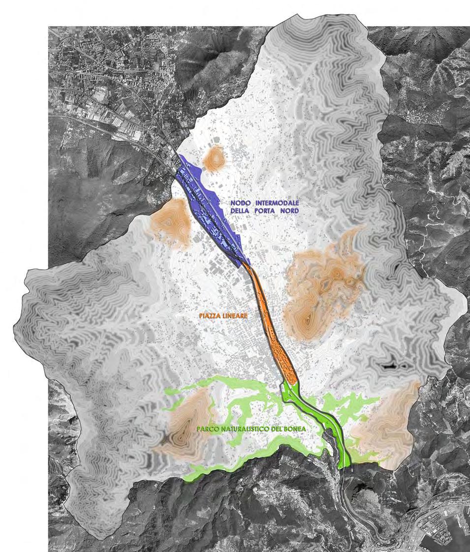 La proposta di PUC_BOZZA DI PROGETTO_I progetti-guida Azioni strategiche Realizzazione di un parco urbano lineare fortemente interconnesso con le direttrici trasversali della riqualificazione