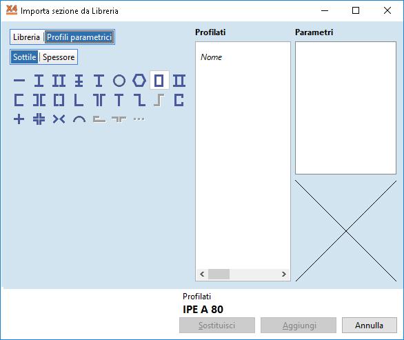 Filtri per area, larghezza, altezza della sezione trasversale Definizione di forme parametriche senza entrare nell ambiente di Editor delle sezioni trasversali.