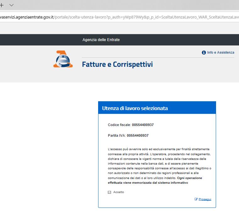 Accettazione della registrazione delle operazioni Il portale in sostanza registra