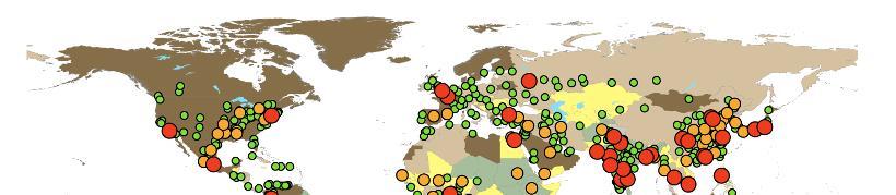 Percentuale d popolazone urbana per area geografca e le prncpal agglomerazon urbane (n mlon d abtant) a lvello mondale