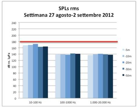 il valore soglia per i danni fisici ai cetacei).