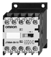 J7KNA Contattore principale Versione per c.a. e c.c. Contatti ausiliari integrati Fissaggio a vite e a scatto (guida DIN da 35 mm) Gamma 4 5,5 kw (AC 3, 380/415V) Versione a 4 poli principali (bobina in c.
