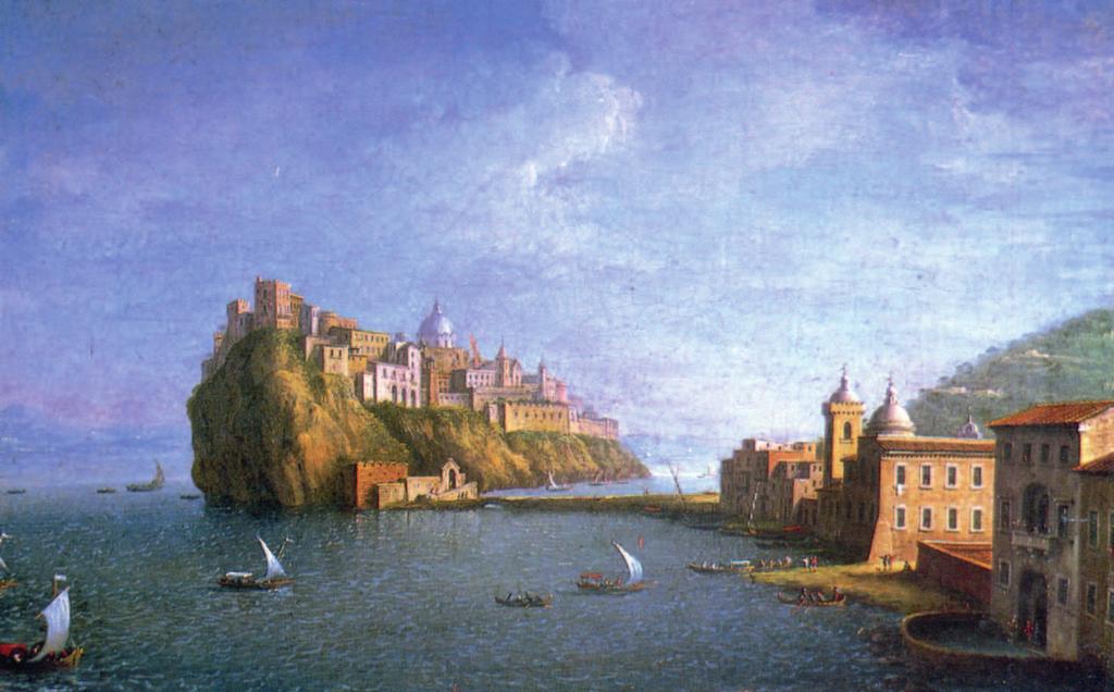 Di Antonio Joli, questo olio su tela, di 76x49 cm, è databile seconda metà del 700. In Immagini di Ischia, tra XVIII e XIX secolo, Ediz. Castello Aragonese, a p.