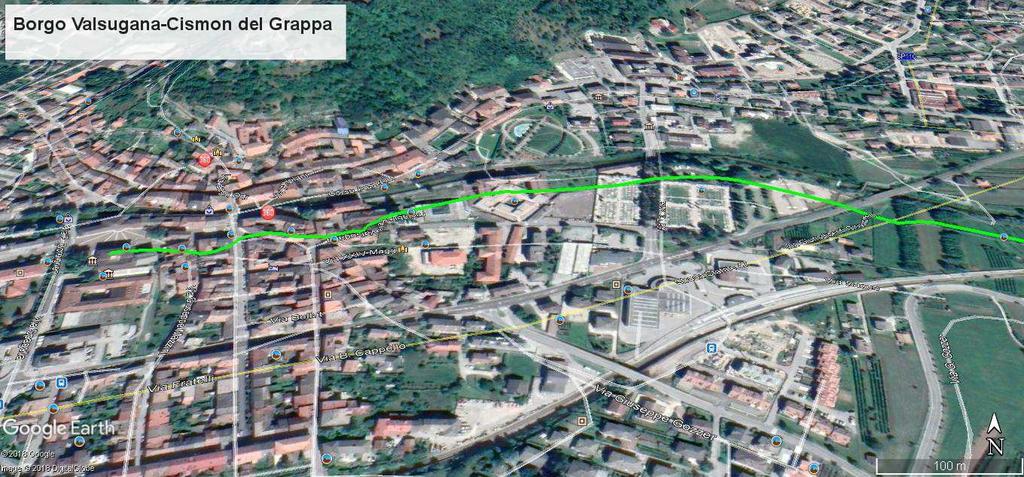 Dal centro di Borgo Valsugana, lasciamo p.za De Gasperi, tenendo alla nostra destra il Municipio, attraversiamo via Mazzini, poi p.