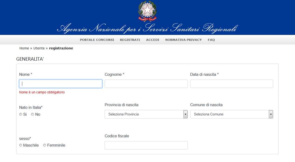 com/agenas/ Si aprirà l home page del portale concorsi di AGENAS e saranno visibili i concorsi attivi.