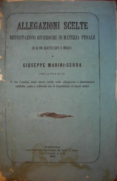 De Vergottini all'università di Bologna, tra il 1951 e il 1957. 22 MARINI-SERRA Giuseppe. ALLEGAZIONI SCELTE.