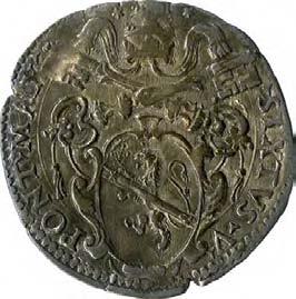 Sisto V (1585-1590) 1089. Sisto (o giulio), 1585-1586 Argento g 3,26 mm 25,77 inv.