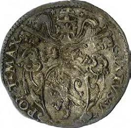 Sisto V (1585-1590) 1099. Sisto (o giulio), 1586-1587 Argento g 3,26 mm 26,65 inv.