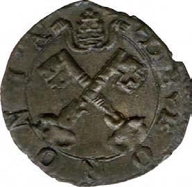 Monetazione anonima pontificia (XVI sec.) 1142. Quattrino, 1580-1586 Mistura g 0,50 mm 14,85 inv.
