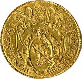 Gregorio XIV (1590-1591) 1174. Doppia, 1590 Oro g 6,62 mm 28,17 inv.