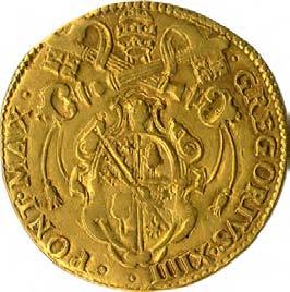 Gregorio XIV (1590-1591) 1176. Doppia, 1591 Oro g 6,54 mm 27,77 inv.